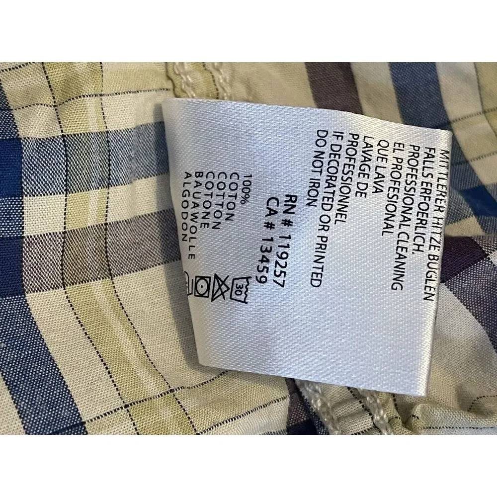 Christian Audigier Shirt size XL Pearl Snap Blue Tan Plaid‎ Long Sleeve Western